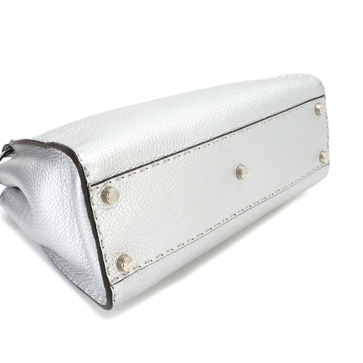 Selleria Peekaboo Regular 2way Hand Bag Leather Silver 8BN290