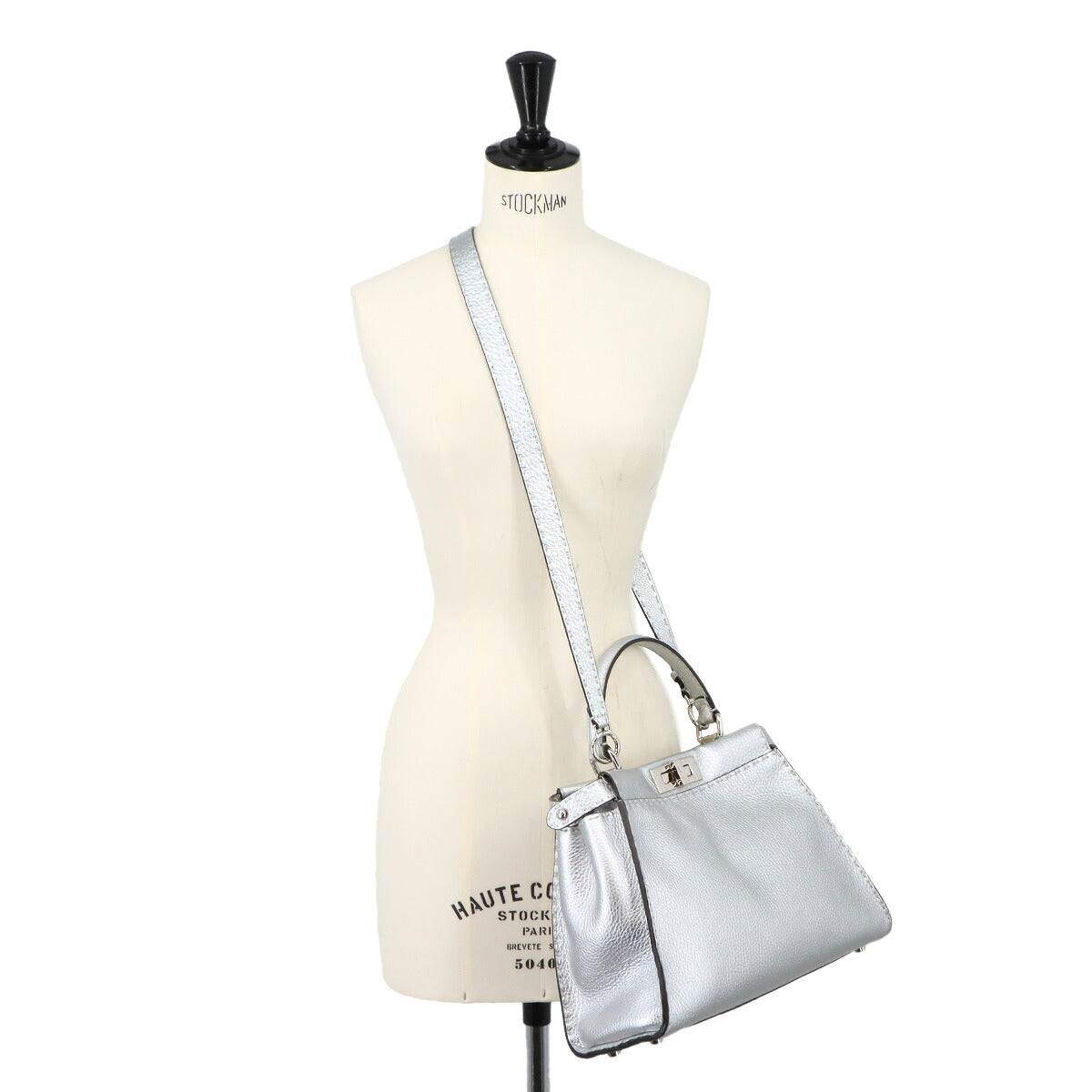 Selleria Peekaboo Regular 2way Hand Bag Leather Silver 8BN290