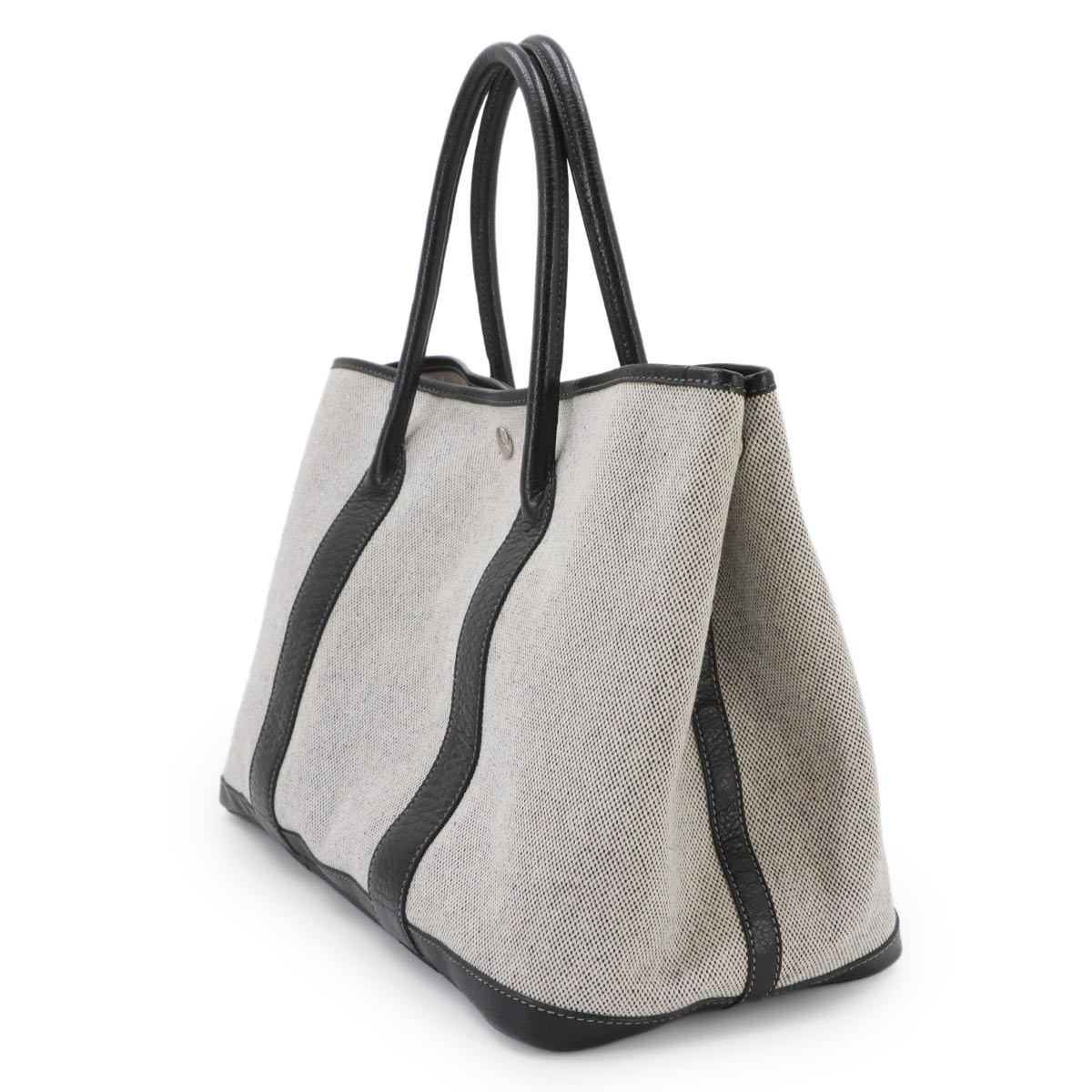 Garden Party PM Tote Bag Toile H Leather Black Gray