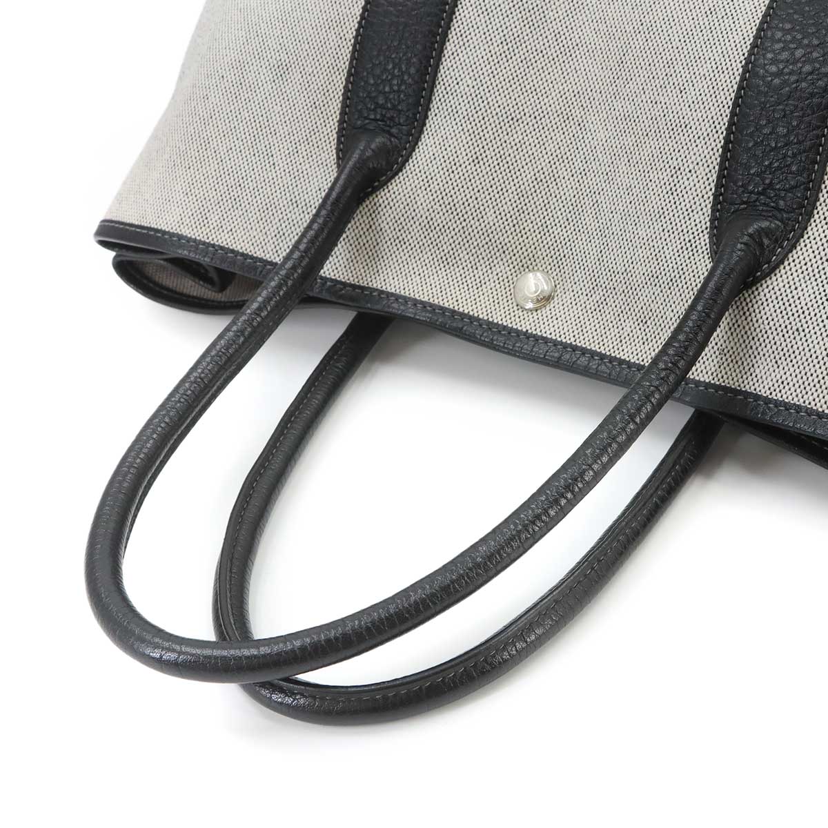 Garden Party PM Tote Bag Toile H Leather Black Gray