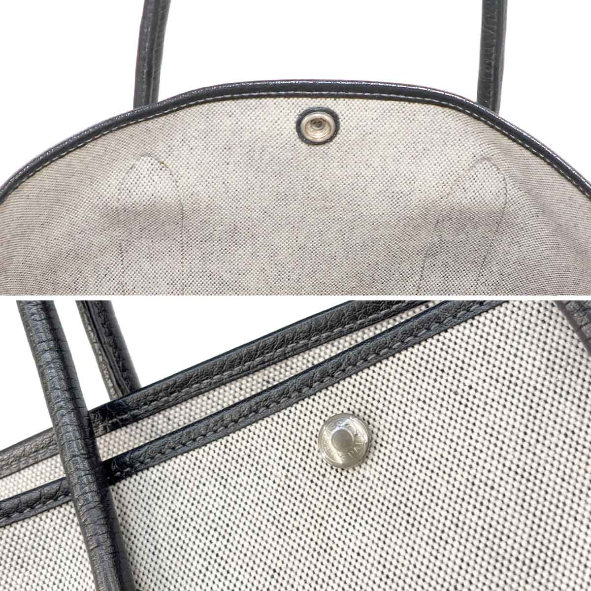 Garden Party PM Tote Bag Toile H Leather Black Gray