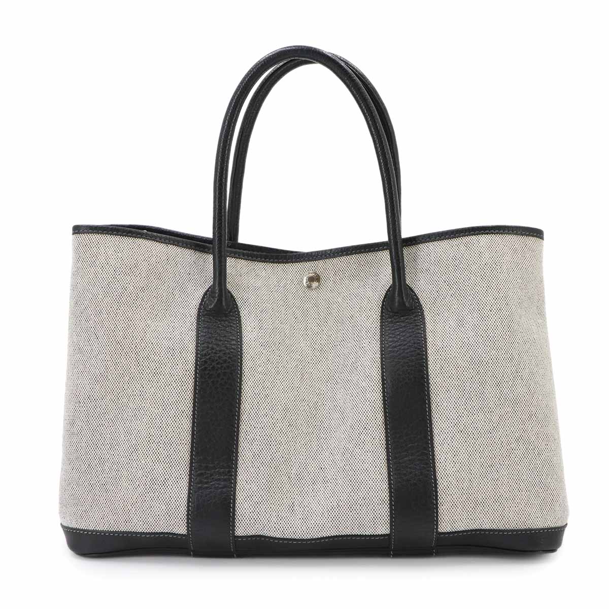 Garden Party PM Tote Bag Toile H Leather Black Gray