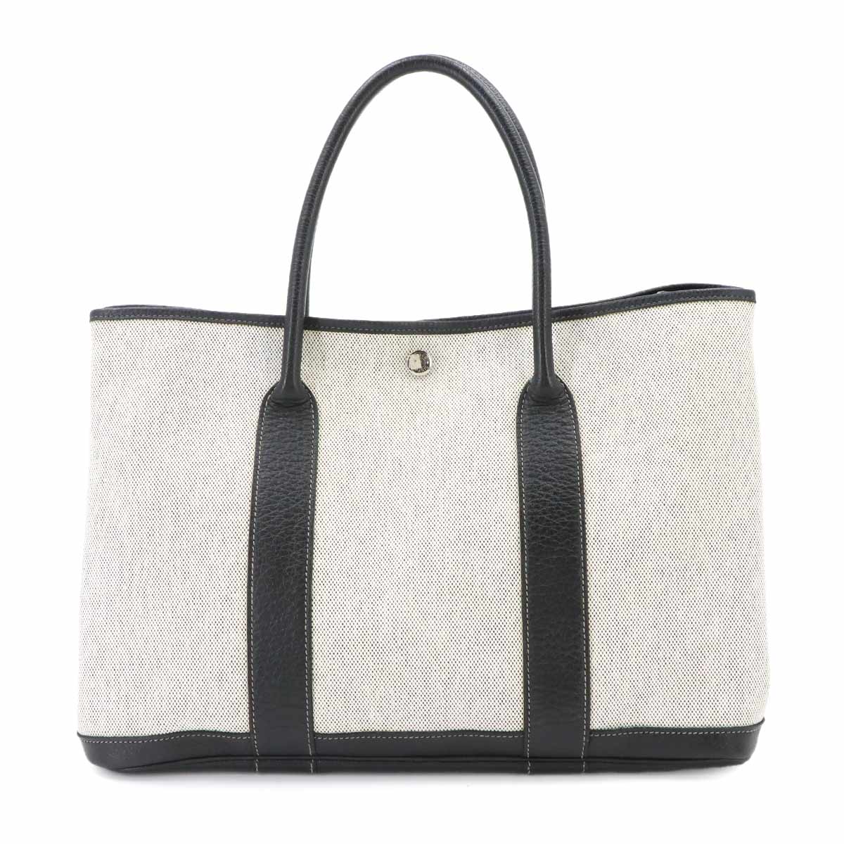 Garden Party PM Tote Bag Toile H Leather Black Gray