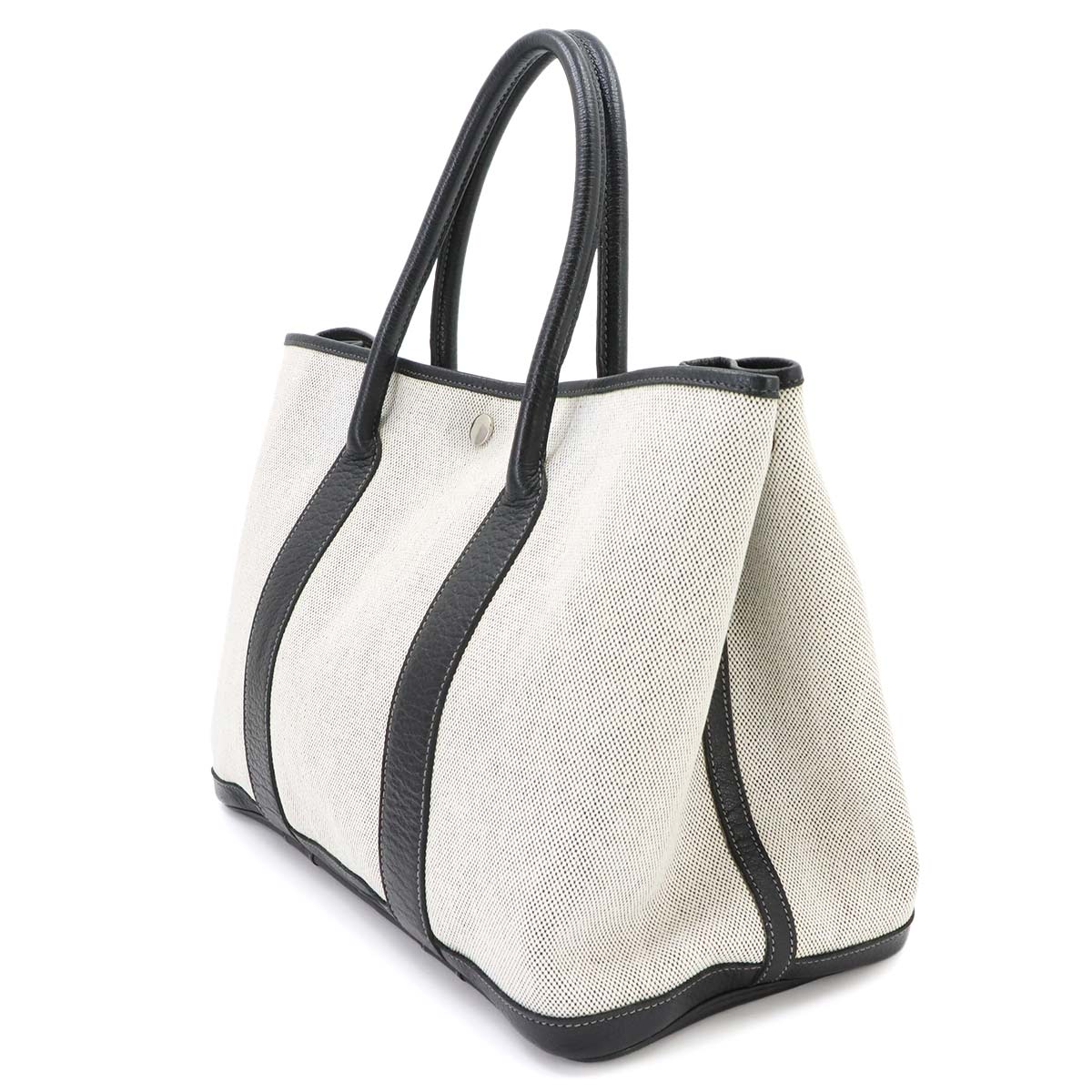 Garden Party PM Tote Bag Toile H Leather Black Gray