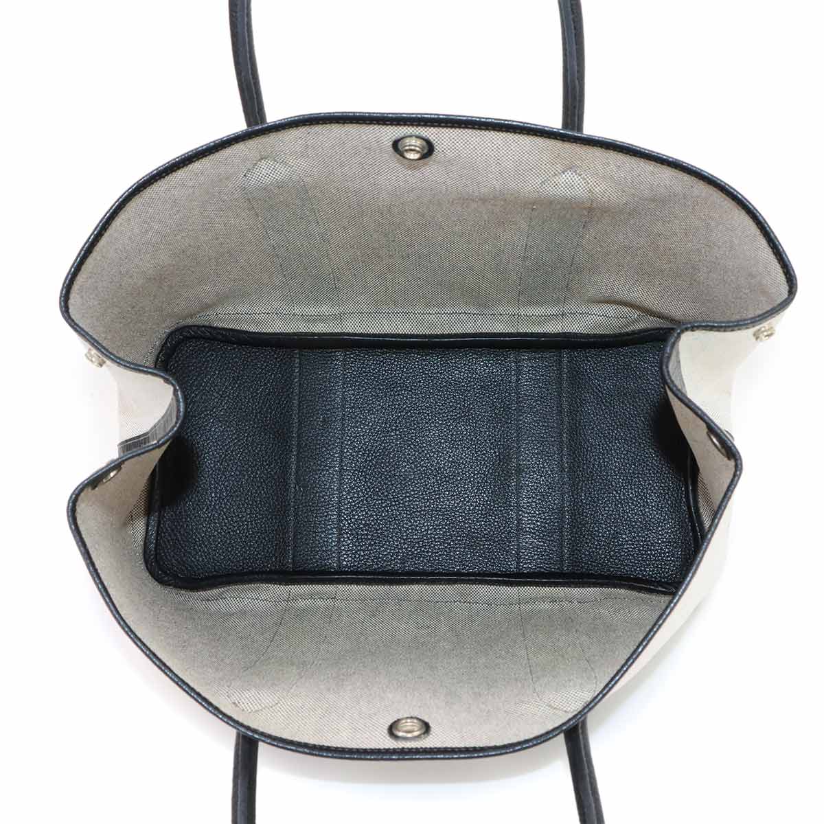 Garden Party PM Tote Bag Toile H Leather Black Gray
