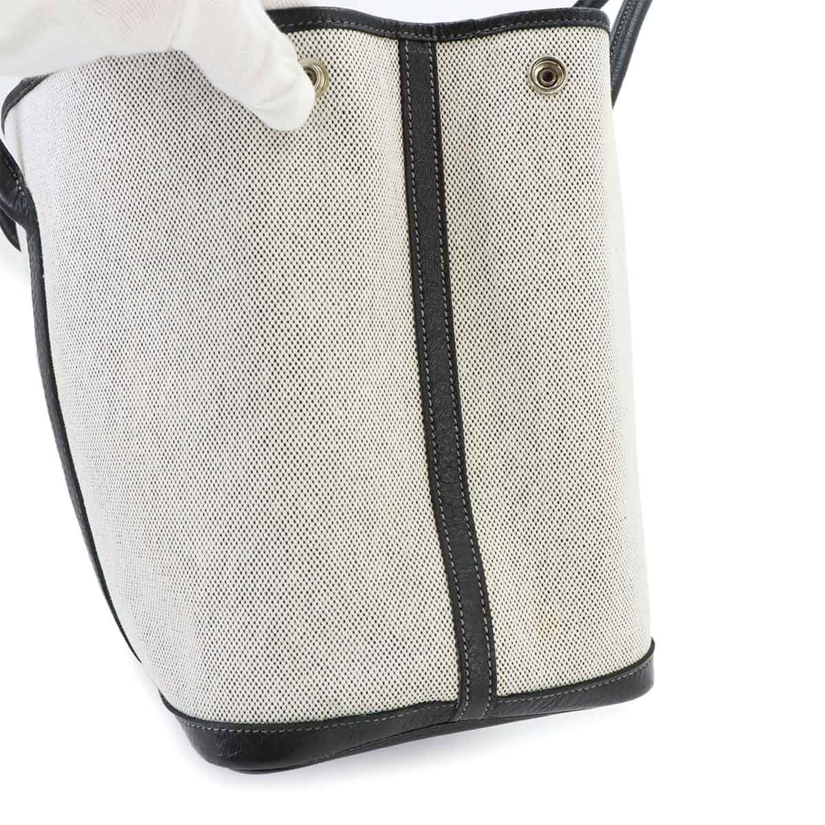 Garden Party PM Tote Bag Toile H Leather Black Gray