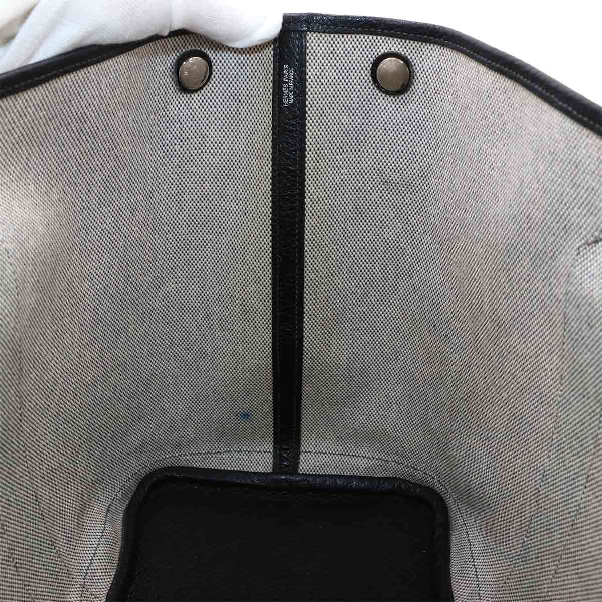 Garden Party PM Tote Bag Toile H Leather Black Gray