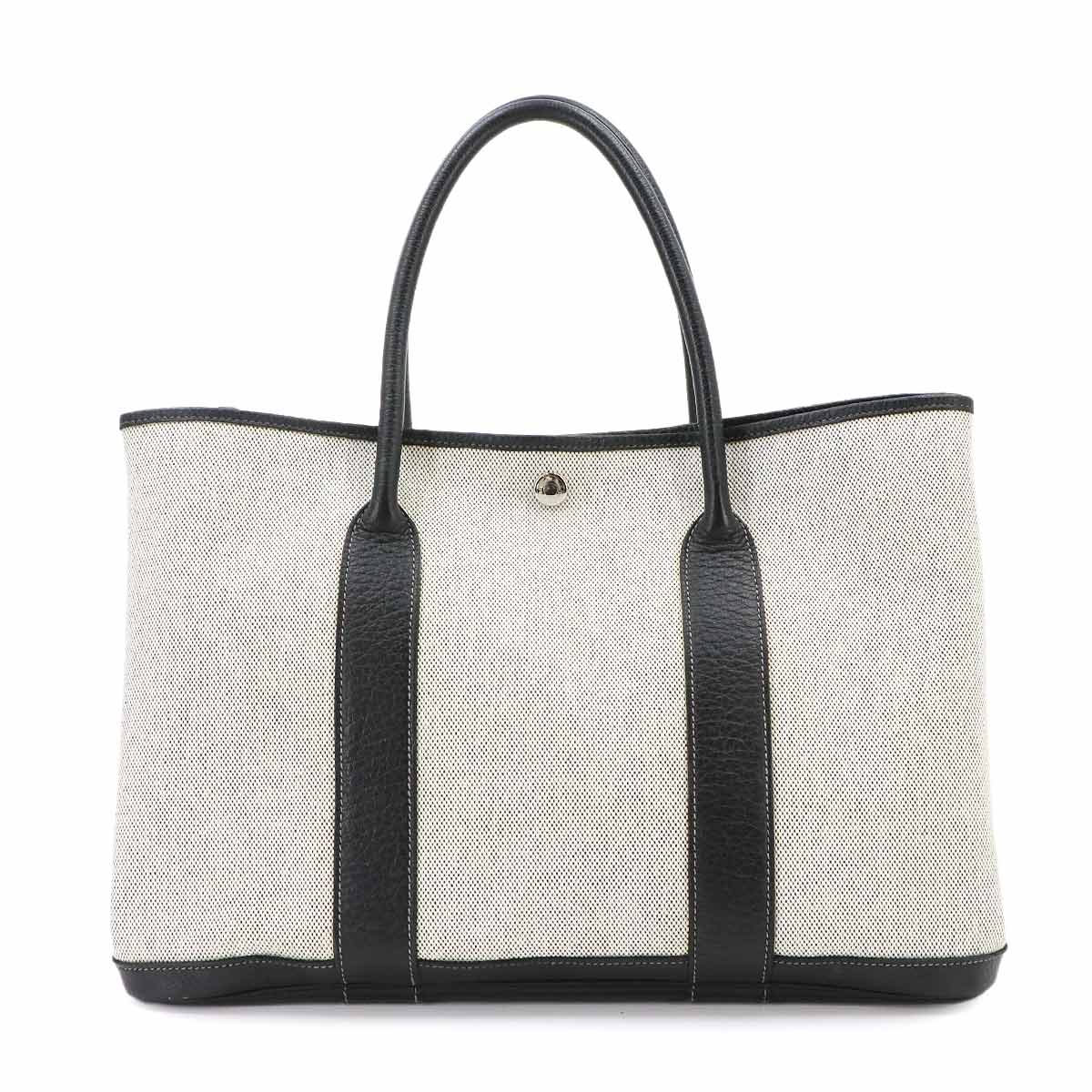 Garden Party PM Tote Bag Toile H Leather Black Gray