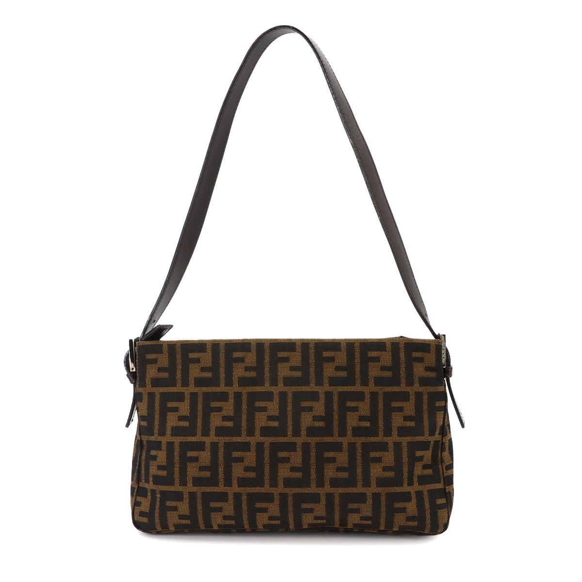 Zucca Shoulder Bag Canvas Leather Brown Black 26566 Purse