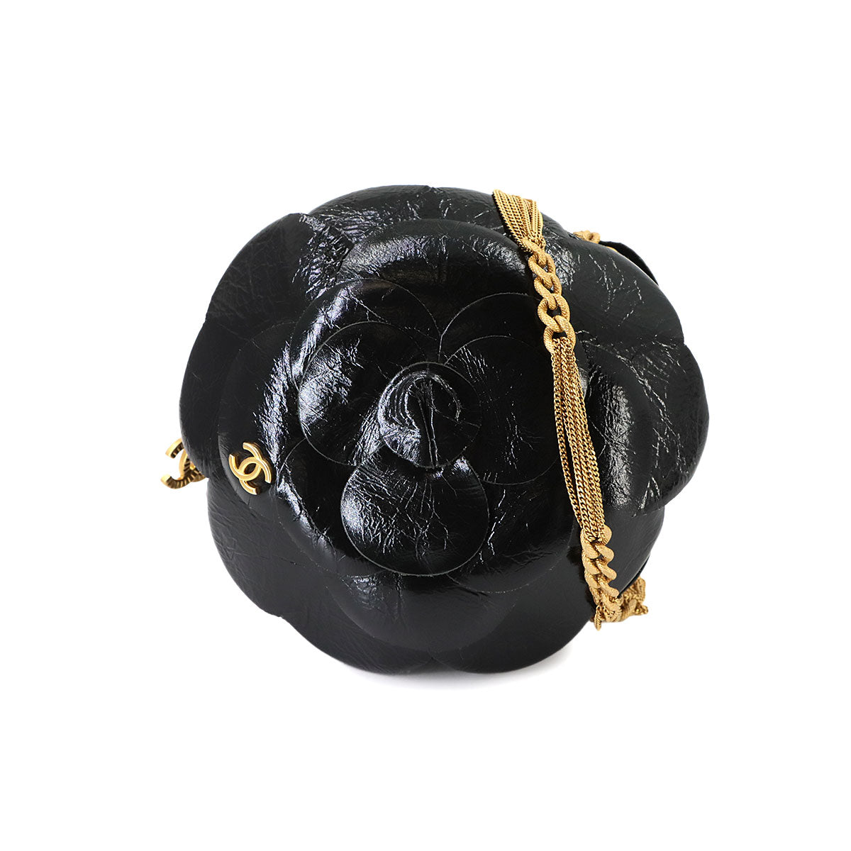 Camellia Chain Shoulder Bag Leather Black AS4445 Purse