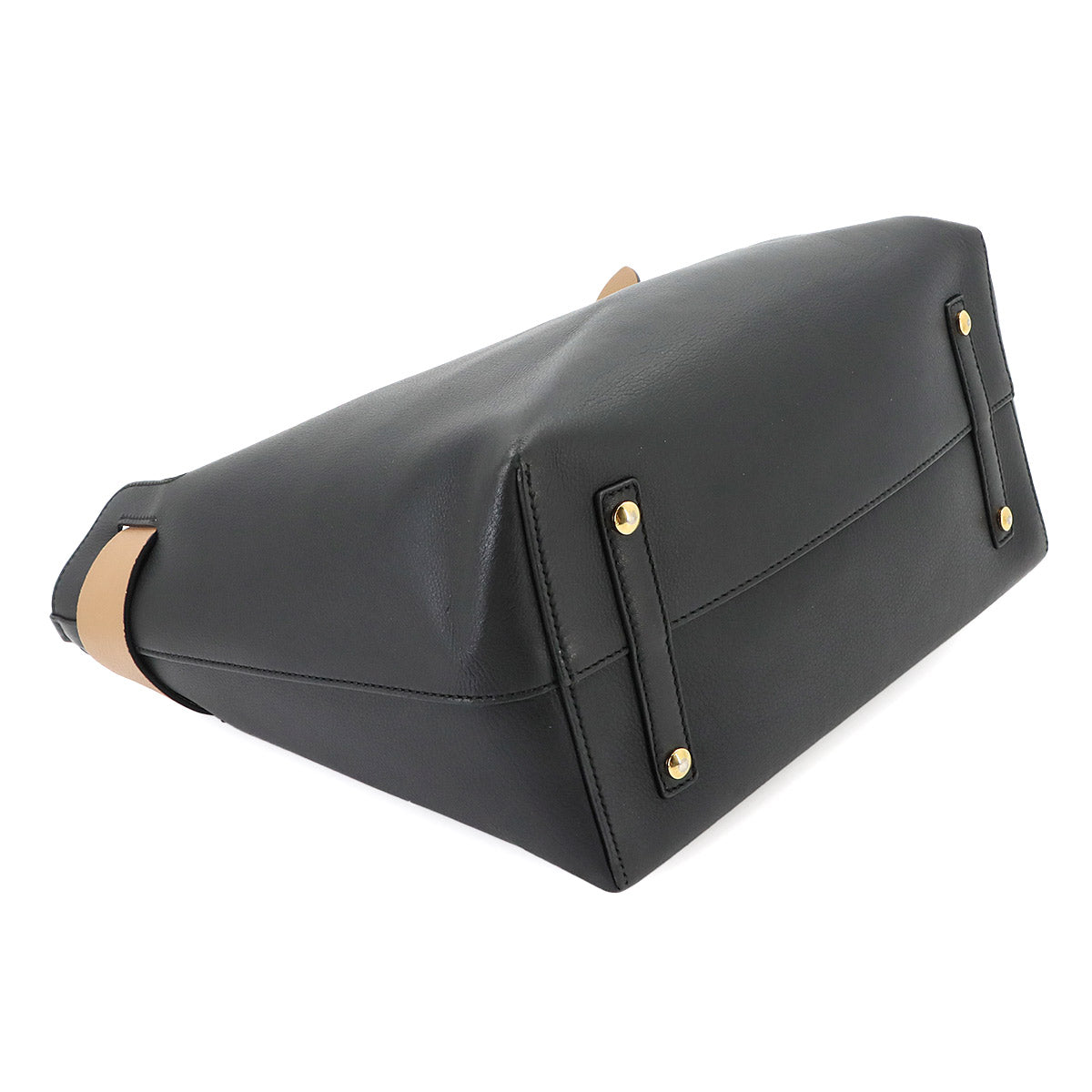 Belt Bag 2way Hand Shoulder Bag Leather Black Beige 4076723