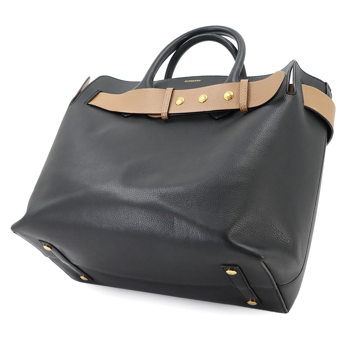Belt Bag 2way Hand Shoulder Bag Leather Black Beige 4076723