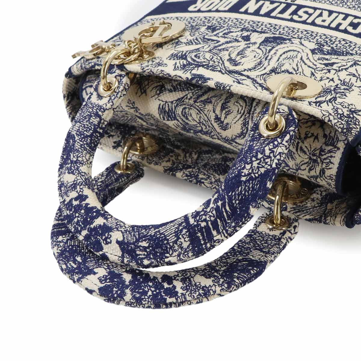 LADY D-LITE Hand Shoulder Bag Canvas White Blue