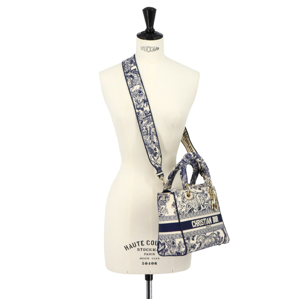 LADY D-LITE Hand Shoulder Bag Canvas White Blue