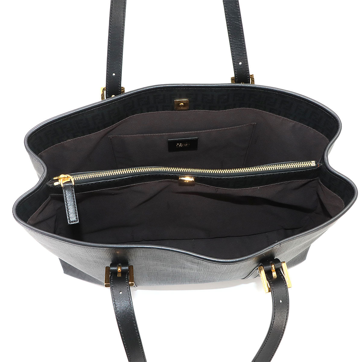 Zucchino Tote Bag PVC Leather Black 8BH238 Purse