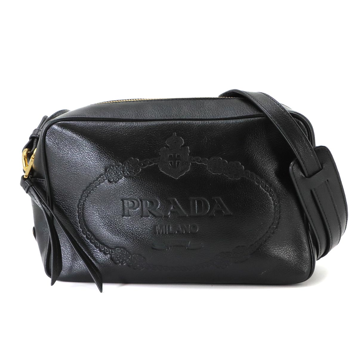 Logo Shoulder Bag Leather Black 1BH089 Purse