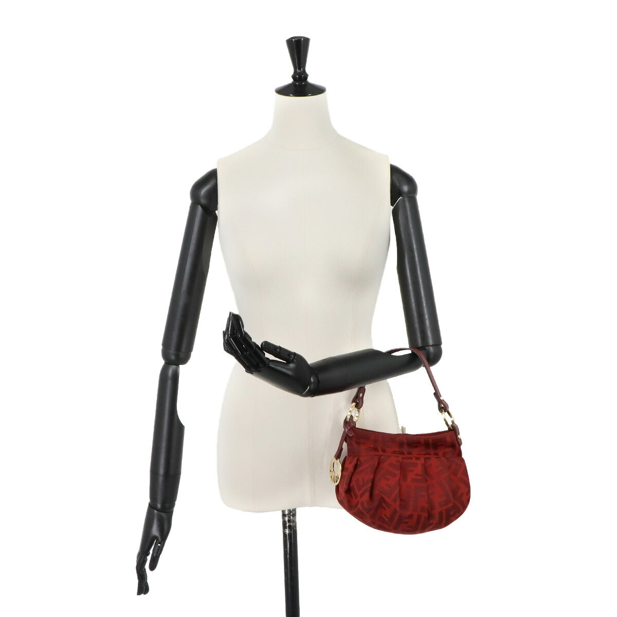 Zucca Hand Bag Canvas Leather Red 8BK044 Purse