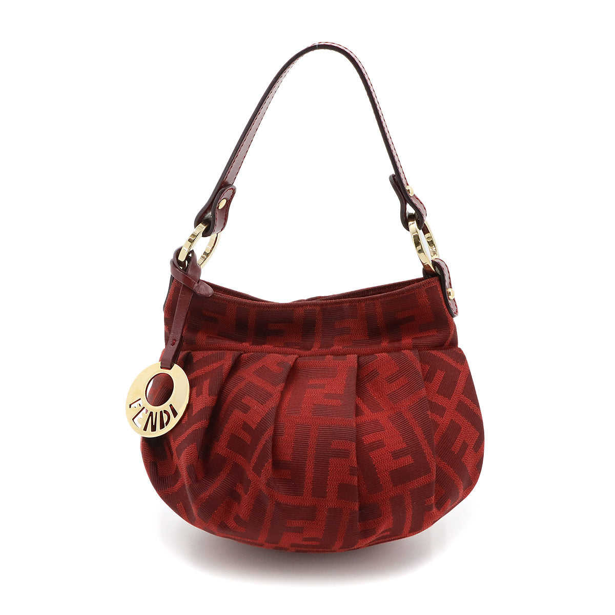 Zucca Hand Bag Canvas Leather Red 8BK044 Purse
