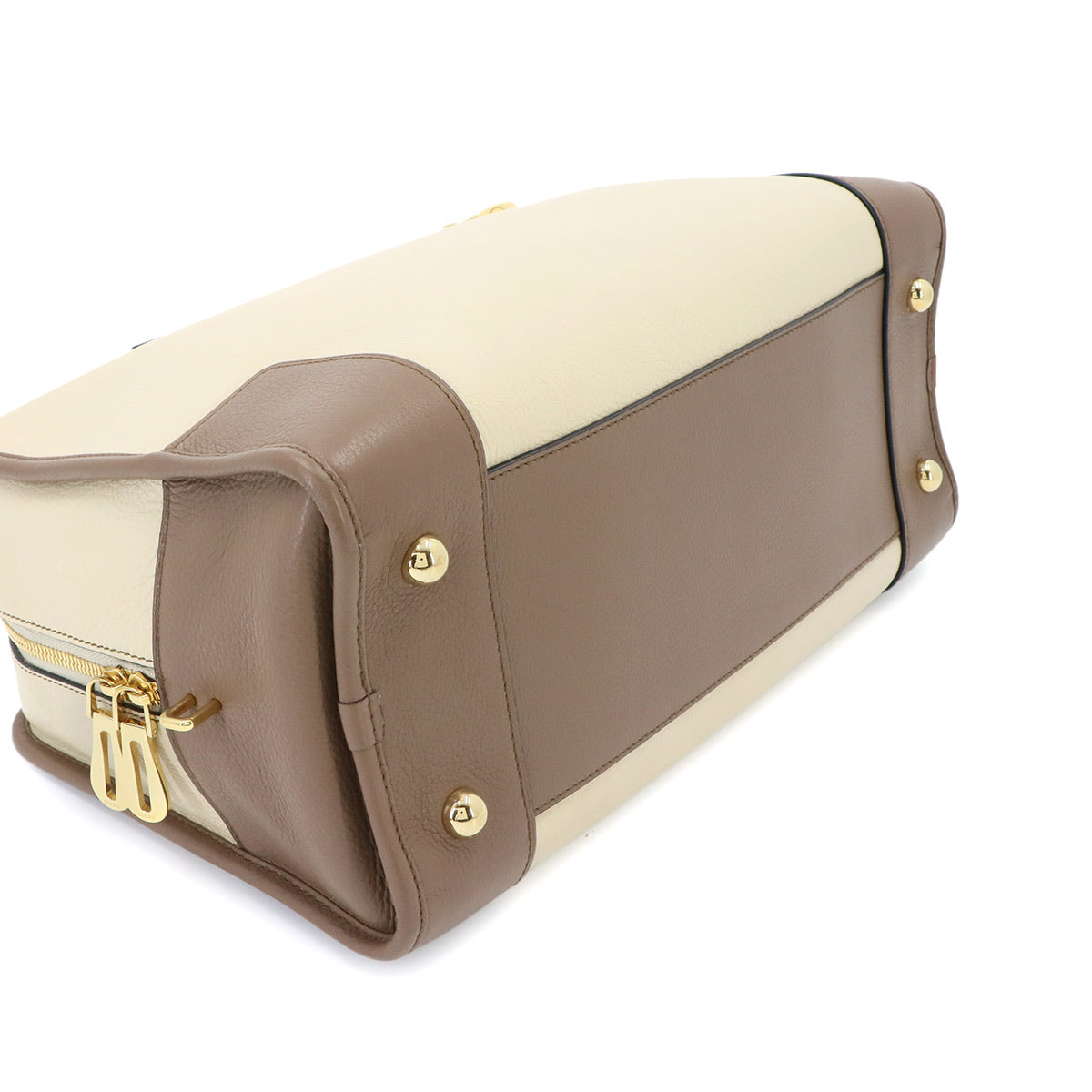 Amazona 36 Hand Bag Leather Beige Brown Bordeaux Purse