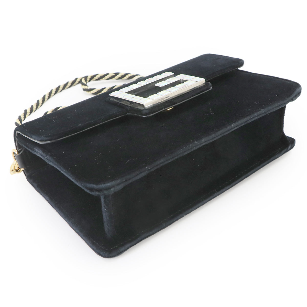 Square G Clutch Shoulder Bag Velvet Black 544242 Purse