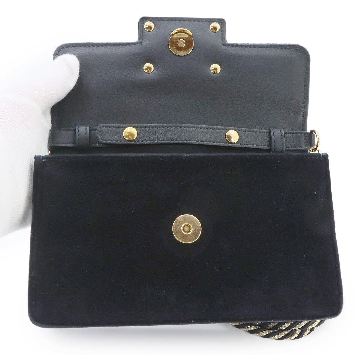 Square G Clutch Shoulder Bag Velvet Black 544242 Purse