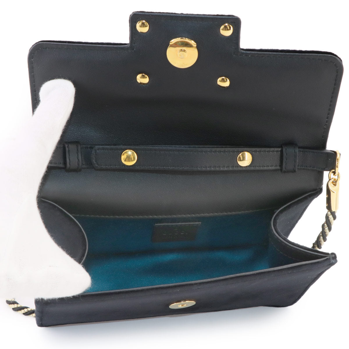Square G Clutch Shoulder Bag Velvet Black 544242 Purse