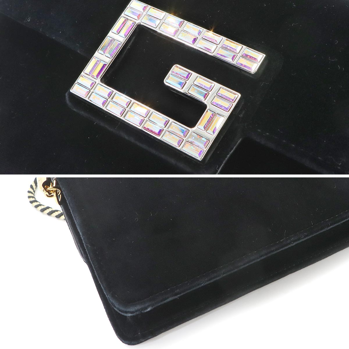 Square G Clutch Shoulder Bag Velvet Black 544242 Purse