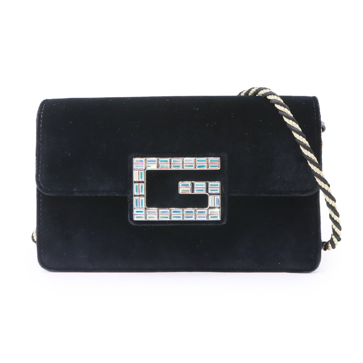 Square G Clutch Shoulder Bag Velvet Black 544242 Purse