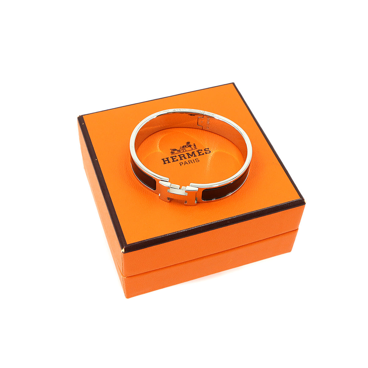 Clic H PM Bangle Black Silver Accessory