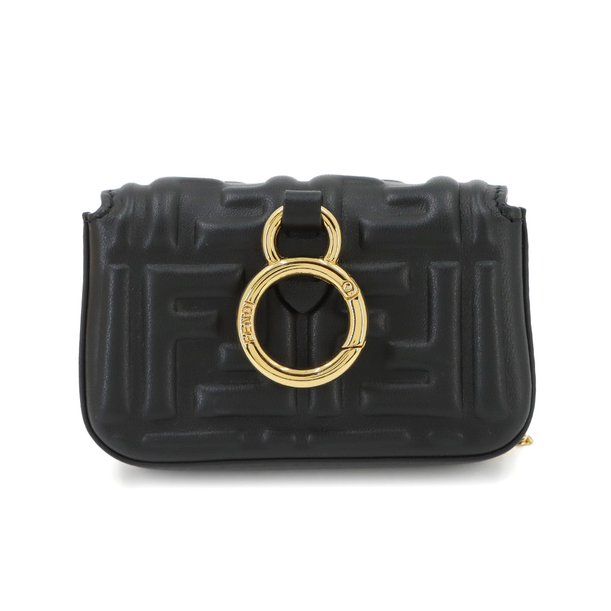 Nano Baguette Mini Chain Shoulder Bag Charm Black 7AR844