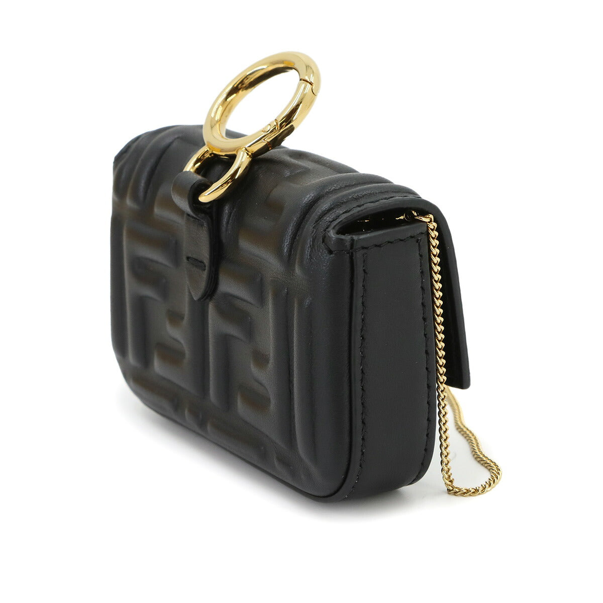 Nano Baguette Mini Chain Shoulder Bag Charm Black 7AR844