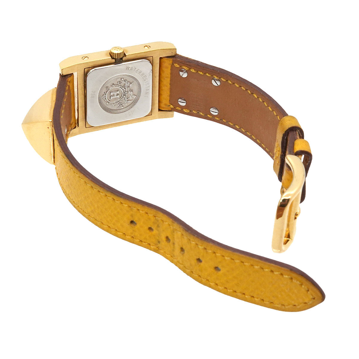 Medor Vintage pyramid Gold studs Quartz White Dial Ladies