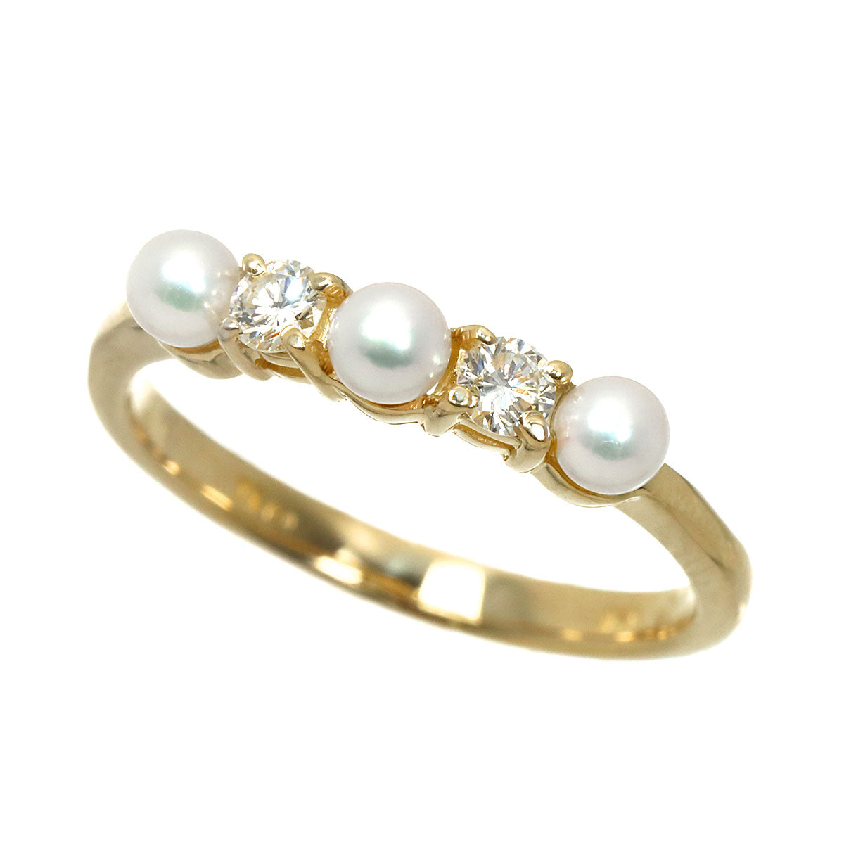 Akoya Pearl Diamond Ring 14K YG 585 Size5.25(US)