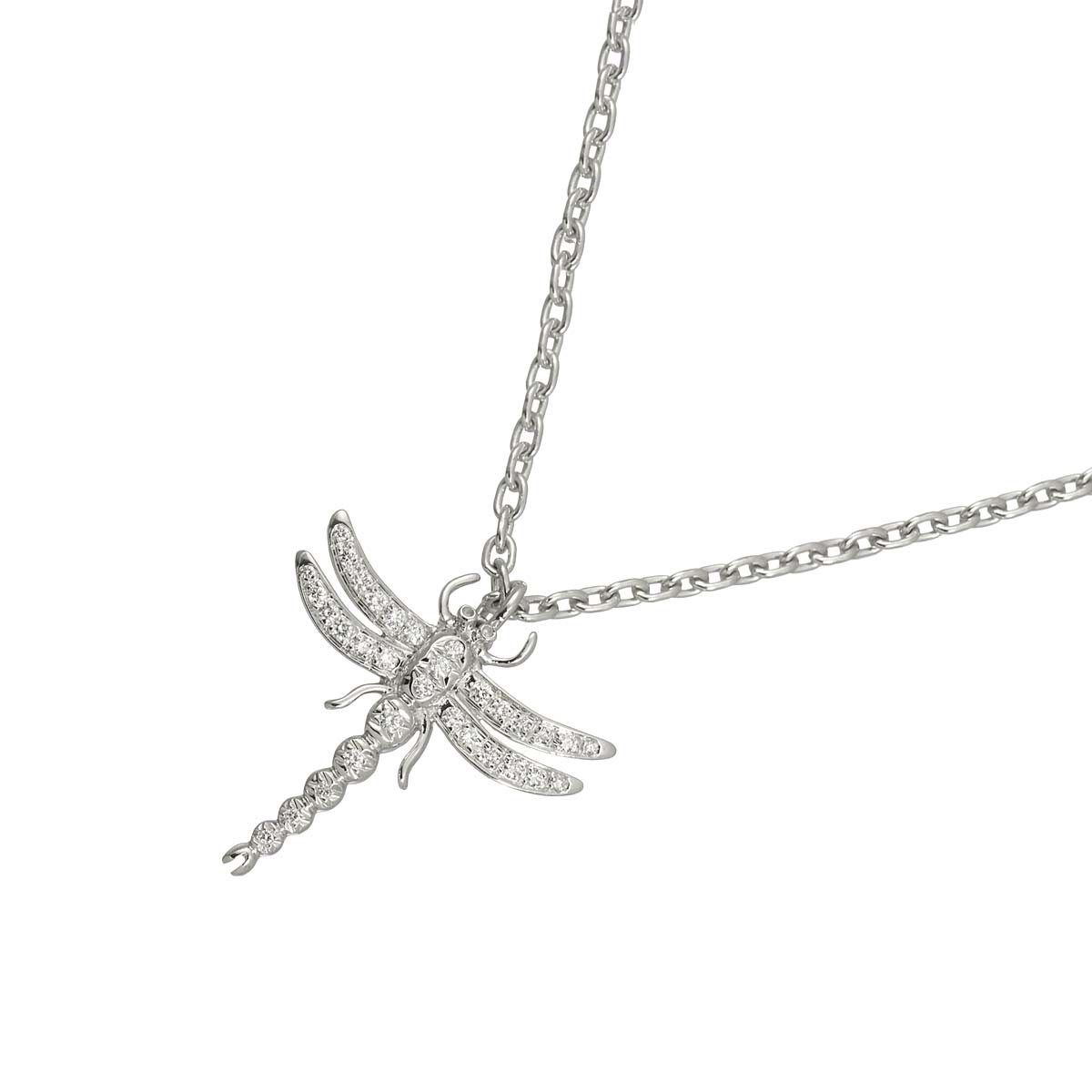 Dragonfly Diamond Necklace Platinum