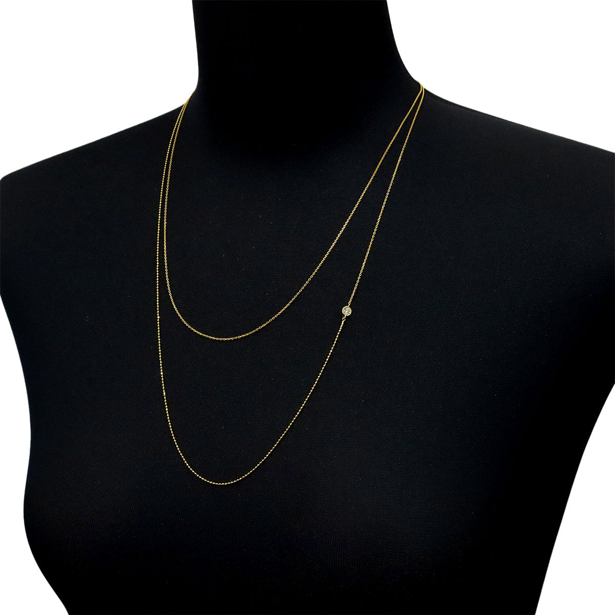 Diamond 0.13ct Long Necklace 18K Yellow Gold 750