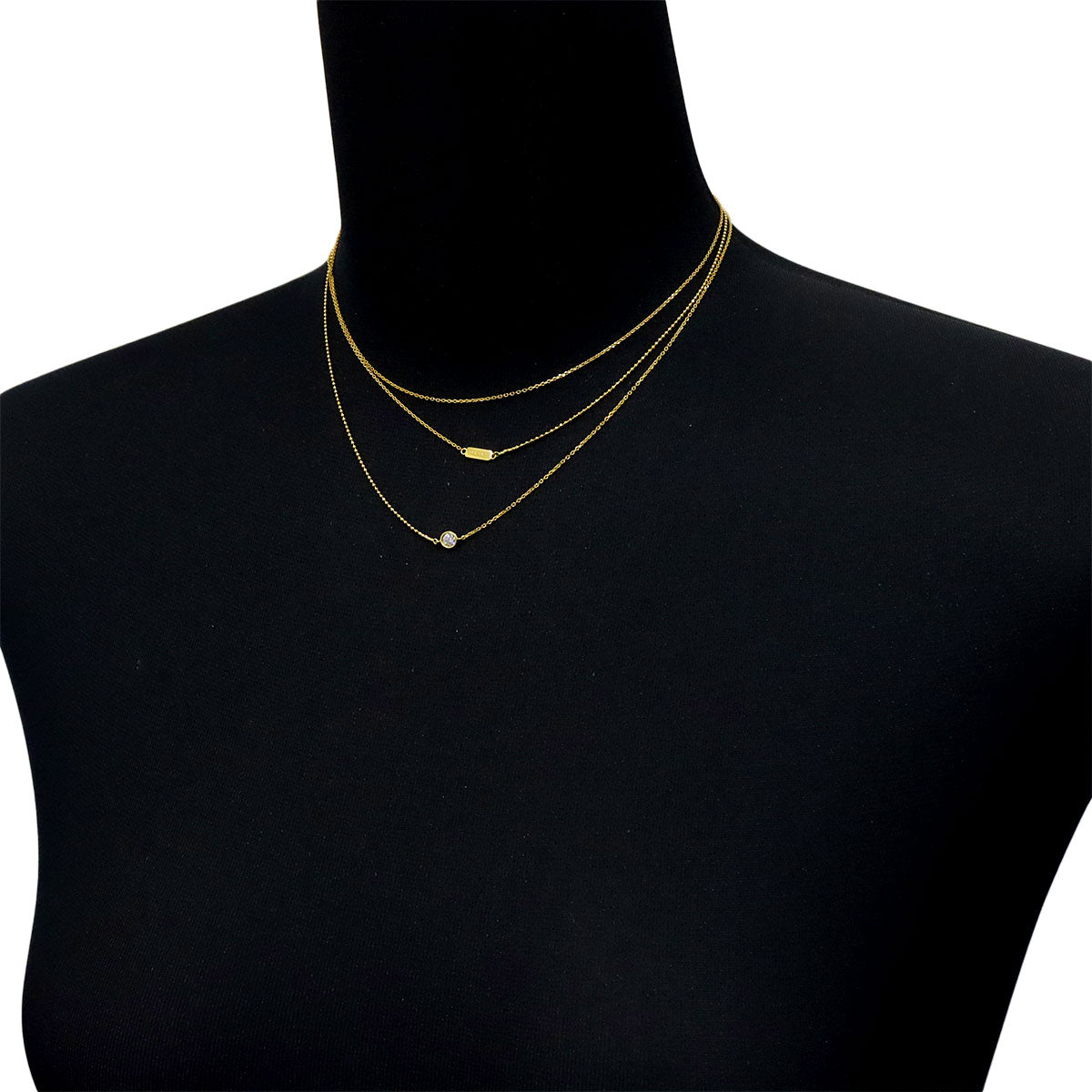 Diamond 0.13ct Long Necklace 18K Yellow Gold 750
