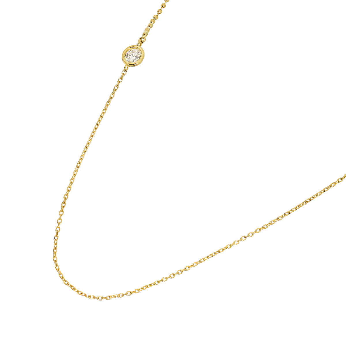 Diamond 0.13ct Long Necklace 18K Yellow Gold 750