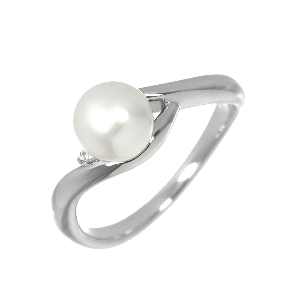 Akoya Pearl Diamond Ring Pt Platinum size5.5-5.75(US)