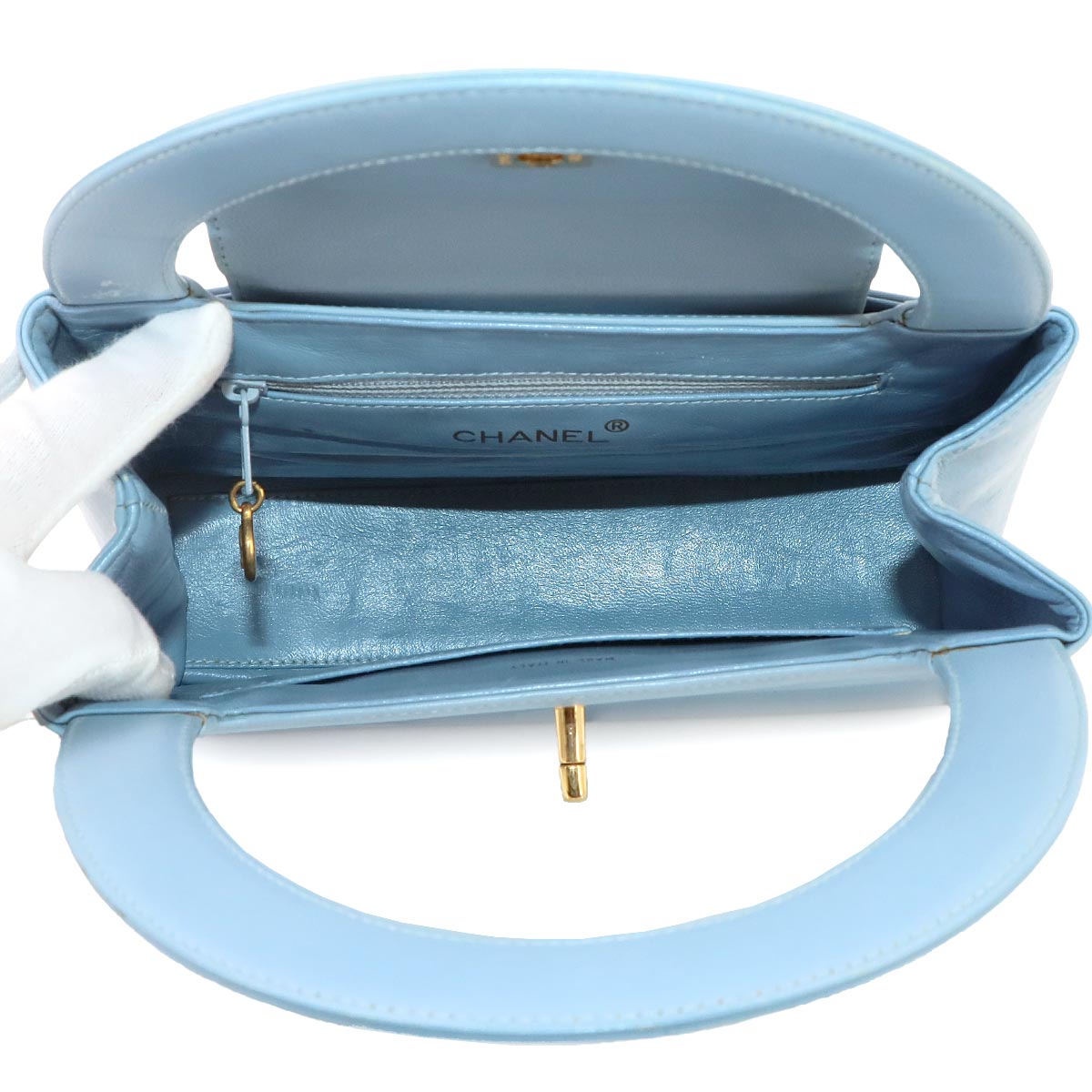 Kelly Hand Bag Leather Blue Purse Vintage