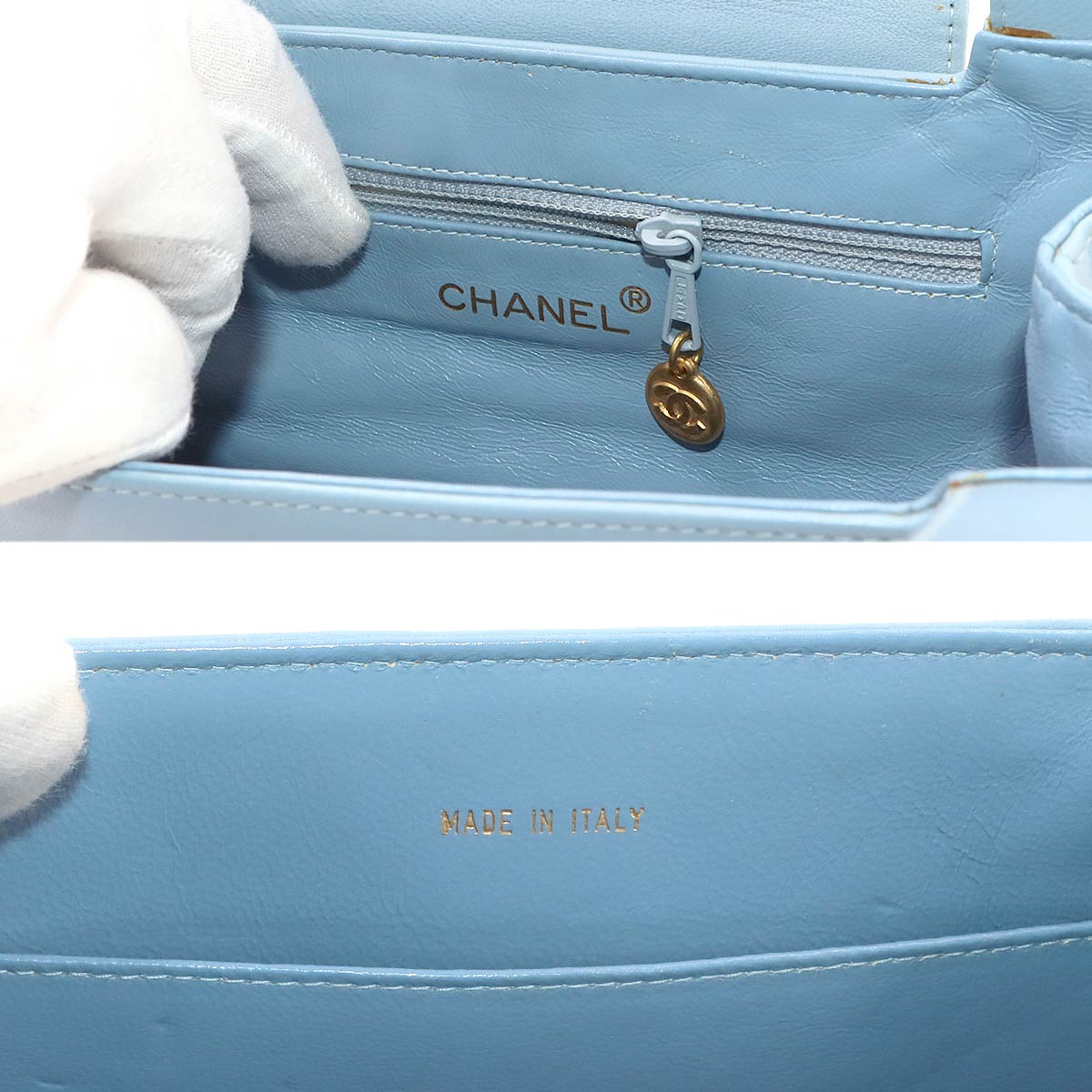 Kelly Hand Bag Leather Blue Purse Vintage
