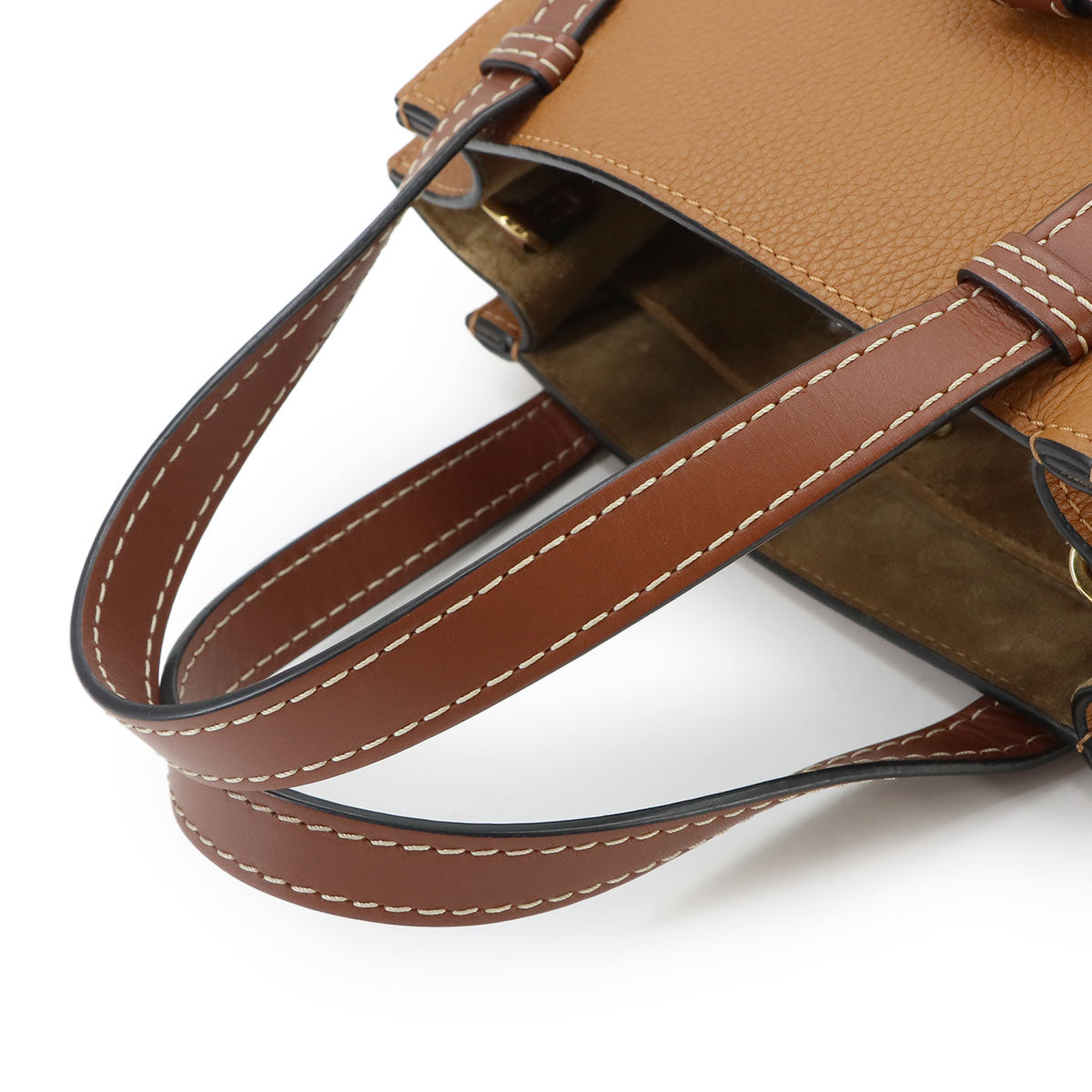 Gate Top Handle Mini Hand Shoulder Bag Leather Light camel