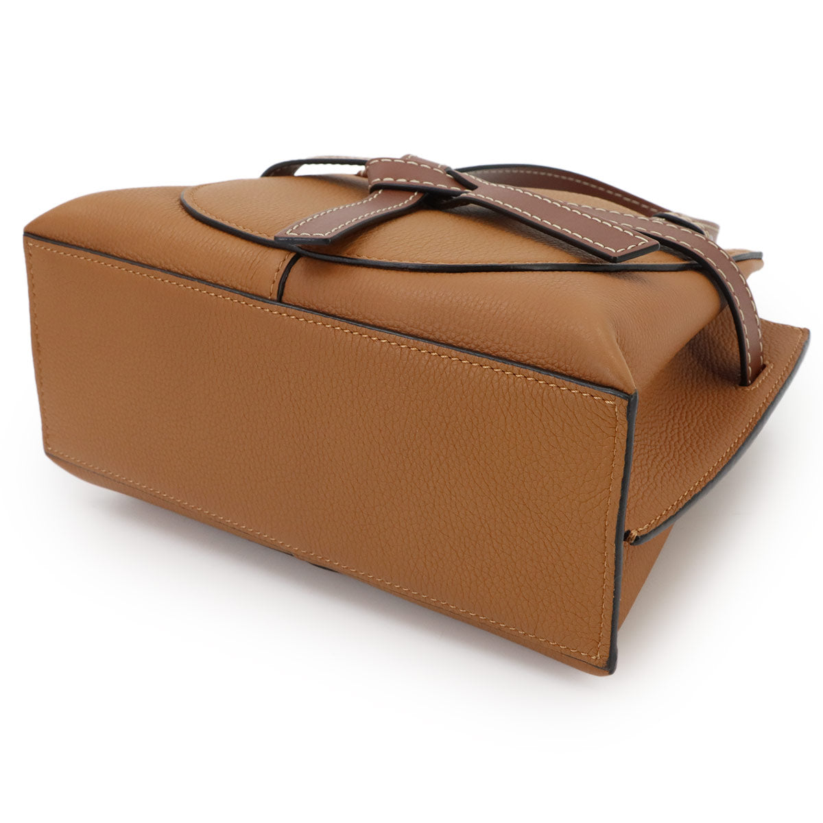 Gate Top Handle Mini Hand Shoulder Bag Leather Light camel