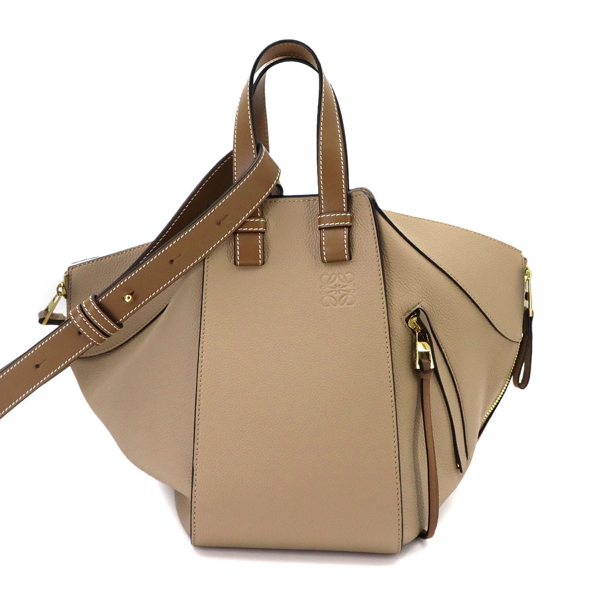 Hammock Small Hand Shoulder Bag Leather Beige Brown A538S35X51