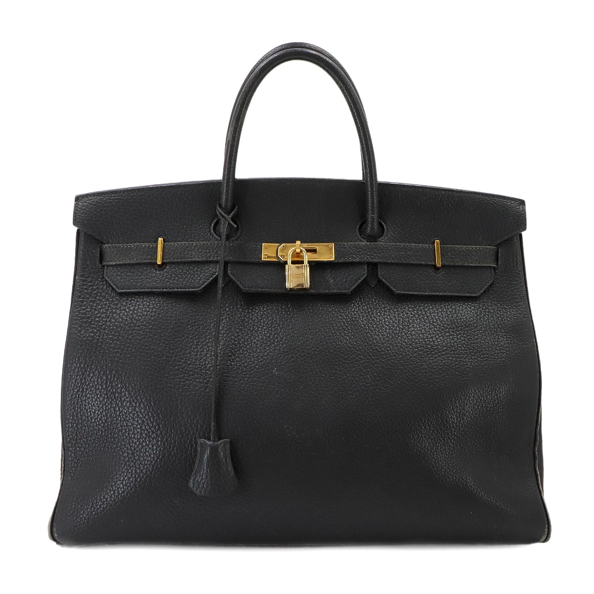 Birkin 40 Ardennes Leather Black Hand Bag Vintage Purse