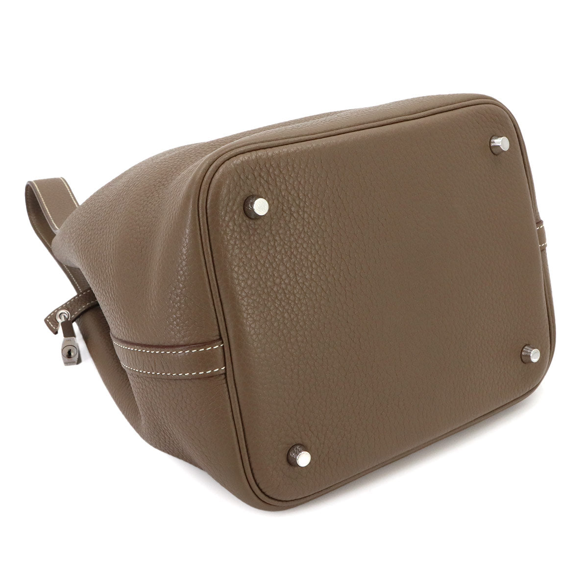 Picotin Lock MM Hand Bag Taurillon Clemence Etoupe Purse