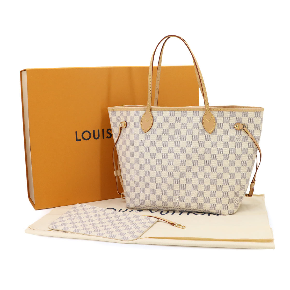 Damier Azur Neverfull MM Tote Bag White N40604