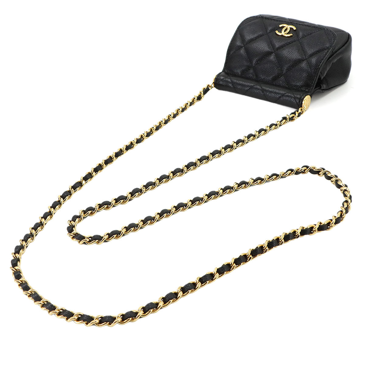 Matelasse Mini Chain Shoulder Bag Leather Black AP3004