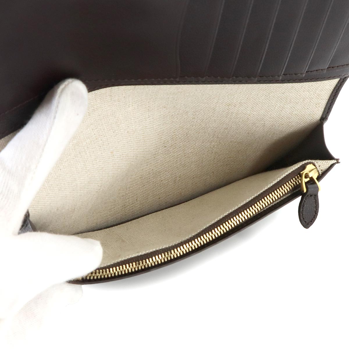 Buddy Long Wallet Toile Marbeuf Canvas Leather Dark brown