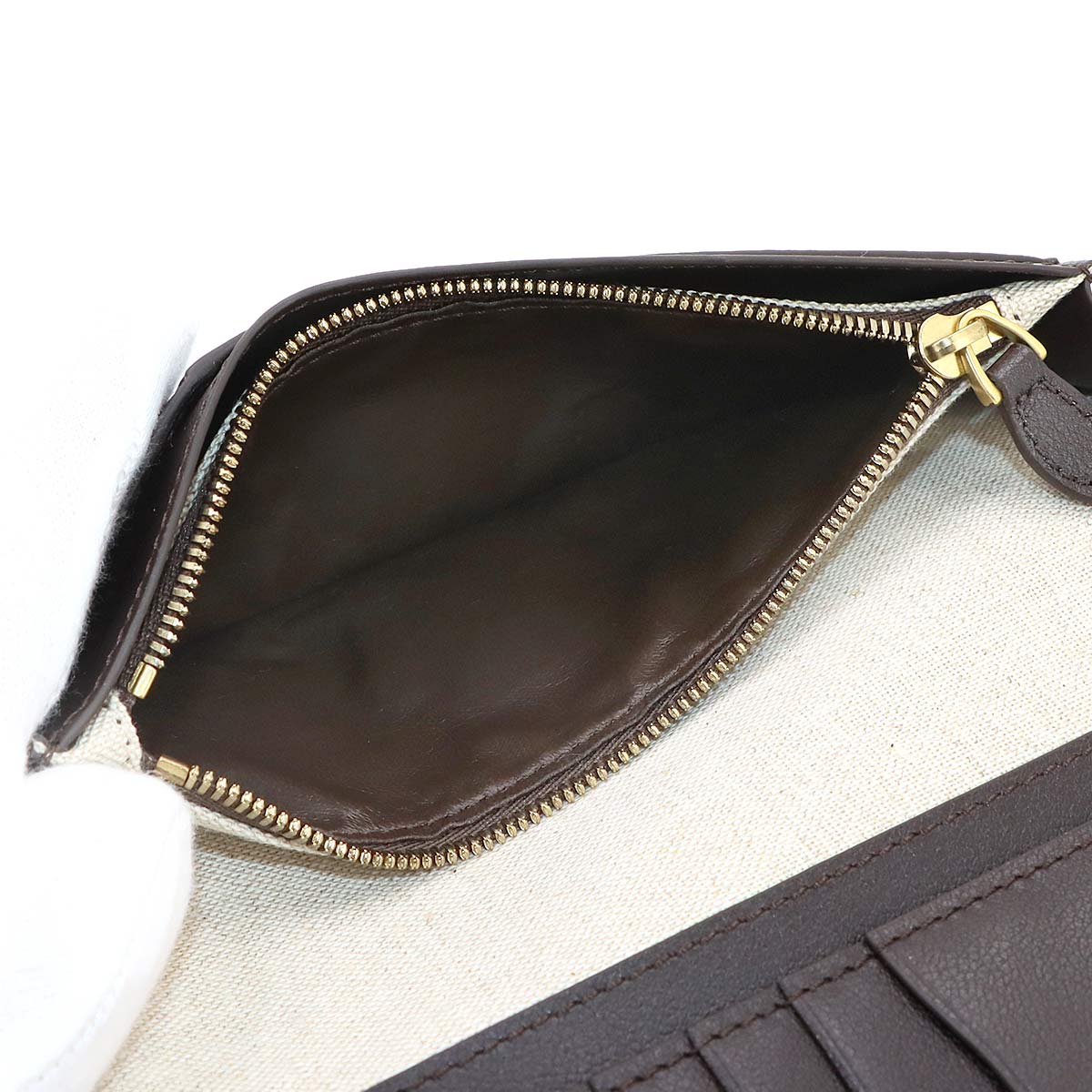 Buddy Long Wallet Toile Marbeuf Canvas Leather Dark brown