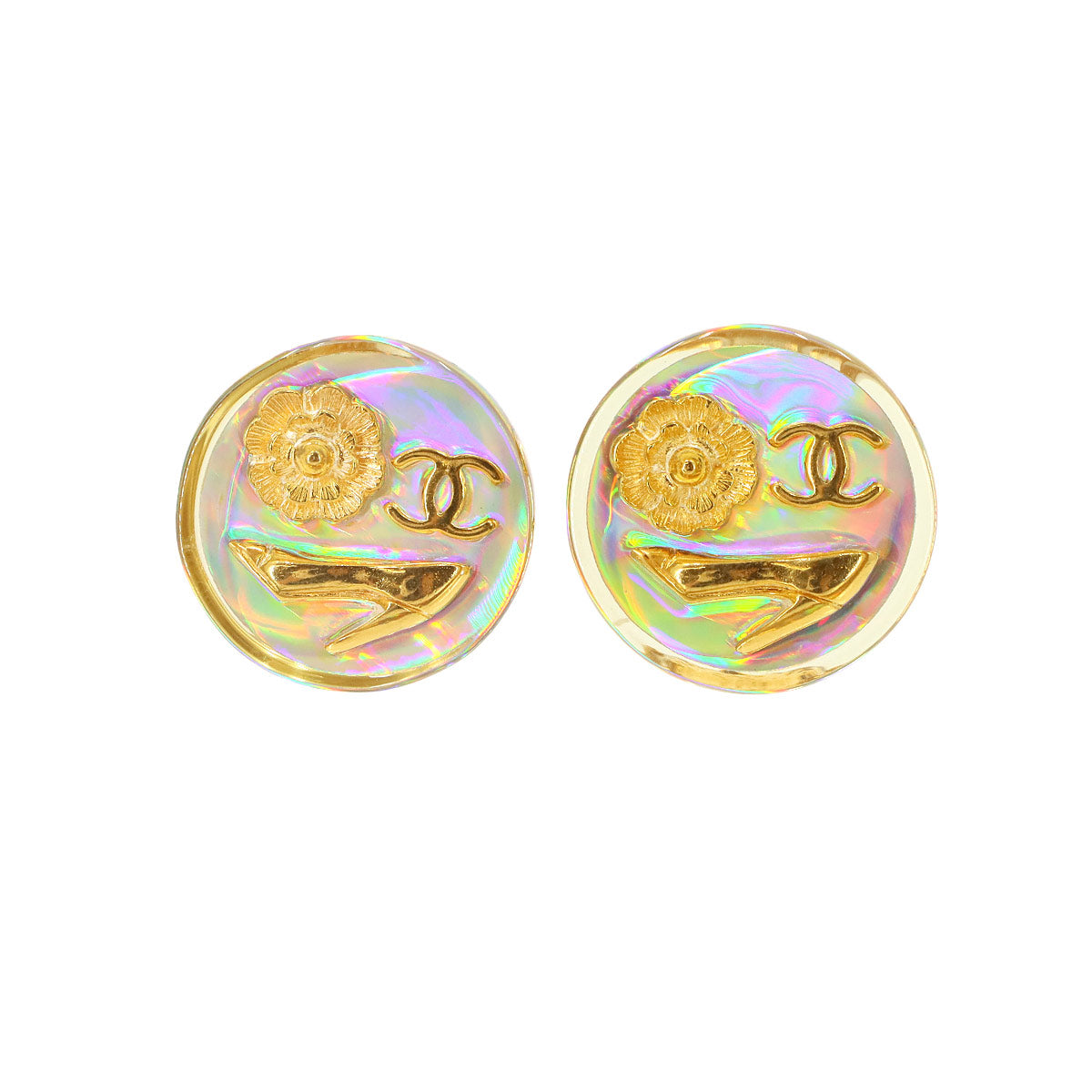 Coco Earrings Round type Gold Vintage Accessory